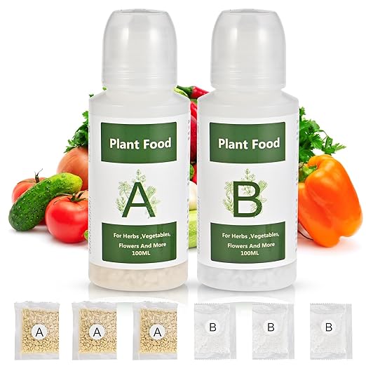800ml Hydroponic Nutrients A&B for Aerogarden Plant Food Growth - Fertilizer for Indoor Hydroponics Garden & Growing Vegetables, Fruits, Flowers (800ml)