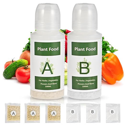 800ml Hydroponic Nutrients A&B for Aerogarden Plant Food Growth - Fertilizer for Indoor Hydroponics Garden & Growing Vegetables, Fruits, Flowers (800ml)