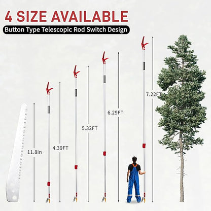 Outvita 4.4-7.2FT Extendable Tree Pruner, Lightweight Tree Trimmers, Cut and Hold Pruning Trimmer Long Reach Pole Saw, Telescoping Fruit Picker, Branches Bypass Lopper, Long Handle Pruner, Silver