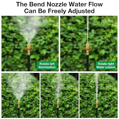 Mixc 50Ft 1/4" Drip Irrigation System,Garden Irrigation Kit with 12pcs 360° Adjustable Copper Nozzles,Automatic Watering System for Outdoor,Raised Bed,Potted Plant,Greenhouse Accessories for Yard