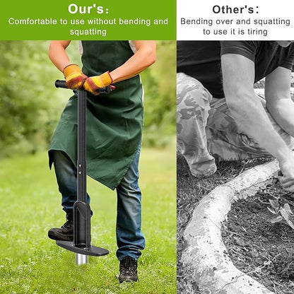 Bulb Planter Tool Long Handle with Stainless Steel Sharp Serrations, Sod Plugger for Lawn & Garden, Grass Plugger Tool with Soft Rubber Grip for Digging Holes Plant Bulb