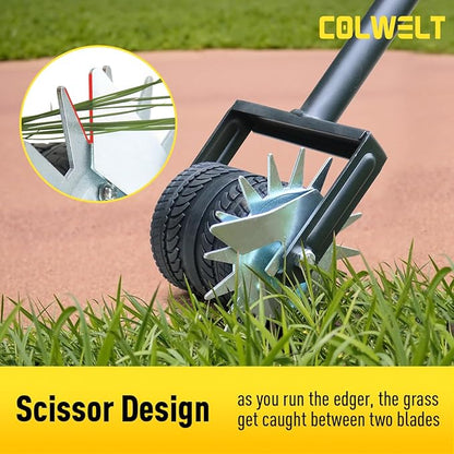 Colwelt Wheel Rotary Edger Lawn Tool 59’’, Manual Grass Edger Tool with Wheel with Extra-Wide Rubber Wheel, Garden Edger with Reinforced Bracket, Rotary Edging Tool for Landscaping Sidewalks Driveways