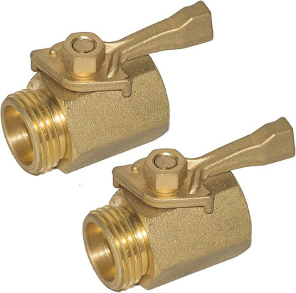 Hourleey 2 Pack Solid Brass Garden Hose Shut Off Valve with 2 Extra Rubber Washers, 3/4 Inch, Gate Valve, Hose Valve, Brass