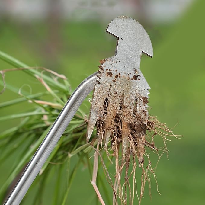 Weed Puller Tool, Rubber Handle Garden Manual Weeder Tool, Portable Stainless Steel Weeding Tools, For Hand Weeder Puller for Vegetable Gardening Backyard Farm Planting & Uprooting Weeding Tool