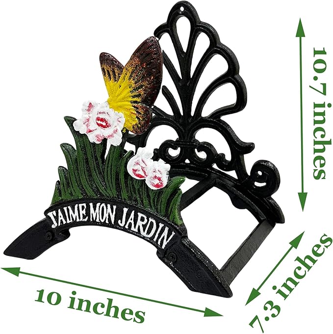 Decorative Garden Hose Holder,Hose Hanger,Heavy Duty Cast Iron Garden Yard Water Pipe Holds,Wall Mounted Hose Butler,Hose Rack Reel,50FT 75FT 100FT Water Hose Bulter Storage (Butterflies)