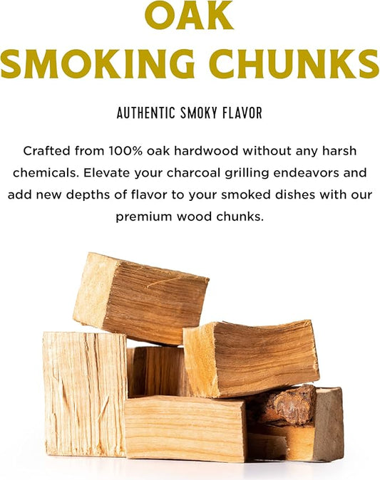 Fire & Flavor Oak Wood Chunks for Smoking and Grilling - All-Natural, Long-Lasting with a Mildly Sweet Flavor - Large Chunk Wood Chips for Smokers