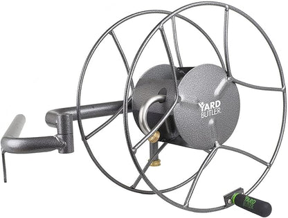 Yard Butler Wall Mounted Swivel Hose Reel, 180°, 100ft - Leakproof Hose Storage Solution - Durable Powder Coated Steel Construction - Rust Resistant Outdoor Watering Accessory - Tangle-Free Operation