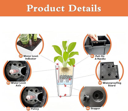 2 Pack Tall Planters for Indoor or Outdoor Plants, Self-Watering Pots with Drain Holes, 22-Inch High Faux Rattan Design Modern Tall Square Planter Box for Porch, Patio, Backyard (Pack of 2, White)