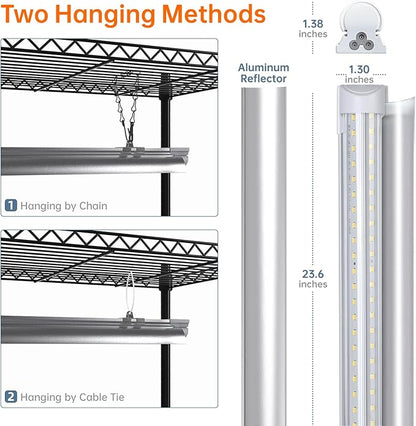 Bstrip Plant Shelf with Grow Lights, 5-Tier Plant Stand with T8 24W Grow Light for Indoor Plants with Wheel, 5000K Full Spectrum LED Plant Light with Timer for Seedling, Seed Starting, 29.5x13.8x59IN