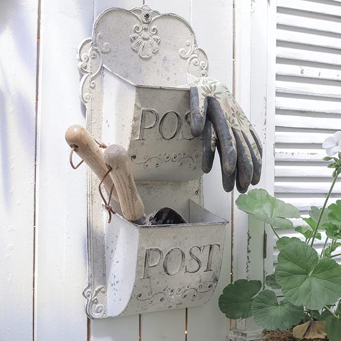 All Chic Outdoor Wall Planters Metal Wall Planter Wall Mounted Planters 2-Tiers White Wall Vase Flower Pot Indoor Outdoor Wall Hanging Planter Shabby Rustic Farmhouse Decor…