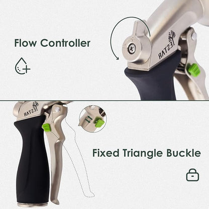 Garden Hose Metal Nozzle Spray With 4 Adjustable High Pressure Patterns Hose Nozzle and Water Pistol Nozzle for Watering Plants