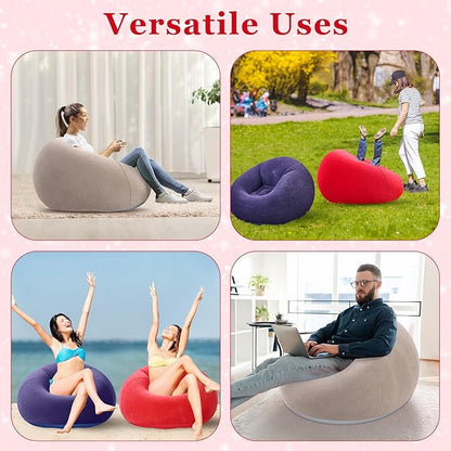 Realspring Inflatable Bean Bag Chairs Outdoor Blow up Camping Chairs Inflatable Lazy Sofa Folding Portable Bean Bag Loungers Couch for Movie Night(Coffee,Blue,Red,6 Pcs)