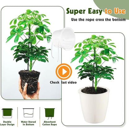 8-Pack 5 Inch Self Watering Pots, Indoor Planter with Indicator, Transparent Wick Pot for Orchids, Small African Violet Pot, for Plants