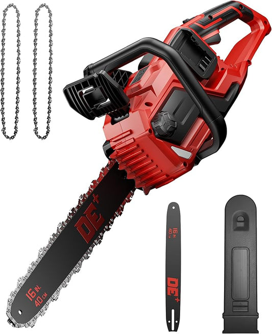 DeForce 16" 36V Cordless Electric Chainsaw, for Milwaukee M18 18V Batteries, Brushless Battery Powered Chain Saw, with Auto Oiler, Handheld Chainsaw for Wood Cutting Tree Pruning(Bare Tool Only)