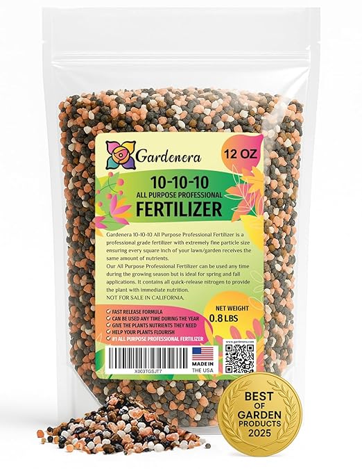 𝐁𝐄𝐒𝐓𝐒𝐄𝐋𝐋𝐄𝐑 10-10-10 Plant Fertilizer Slow Release | 10 10 10 All Purpose Fertilizer for Fruit Trees, Evergreens, Vegetables, Arborvitae, Fig Trees, Shrubs, Pines, Oaks, Flowers [12 OZ]