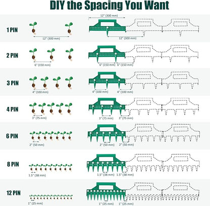 Seed Dibber, Multifunctional Seed Spacer Tool, Seed-in Soil Digger Garden Spacer aid for Planting Seeds Laying Out ideally Spaced Rows (Green)