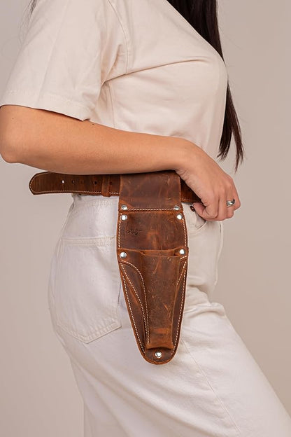 Hori Hori Leather Sheath Belt with Pruner and Scissor Pockets. Personalized Florist Tool Belt Leather, Gardening Belt with Pockets.