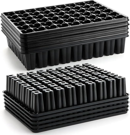 54 Cell Seed Starter Trays, 2.8" Deep Plug Flat Tray,10 Pieces Big Holes Germination Tray, Thick Durable Seedling Plastic Nursery Reusable Trays (11.14inch ×14.6 inch, 10-Pack)