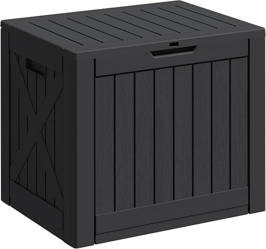 Greesum 40 Gallon Resin Deck Box, Outdoor Storage for Patio Furniture, Garden Tools, Pool Supplies, Weatherproof and UV Resistant, Lockable, Black