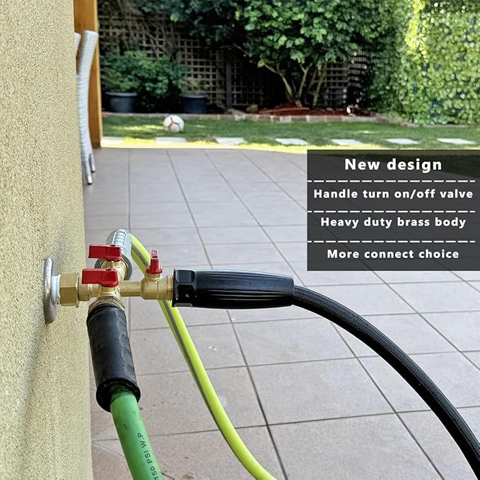 HQMPC Hose Splitter – Heavy-Duty Brass Garden Faucet Connector Garden Hose Splitter 3 Way 3/4" GHT Thread Red Handle