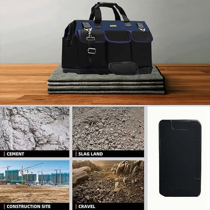 FASTECH 22in Heavy Duty Bottom Tools Bag With Wide Mouth For Tool Storage, Carrier and Organizer, Tote Bag for Men/Women, Wide Mouth Tool Bags With Inside Pockets (22 Inch)