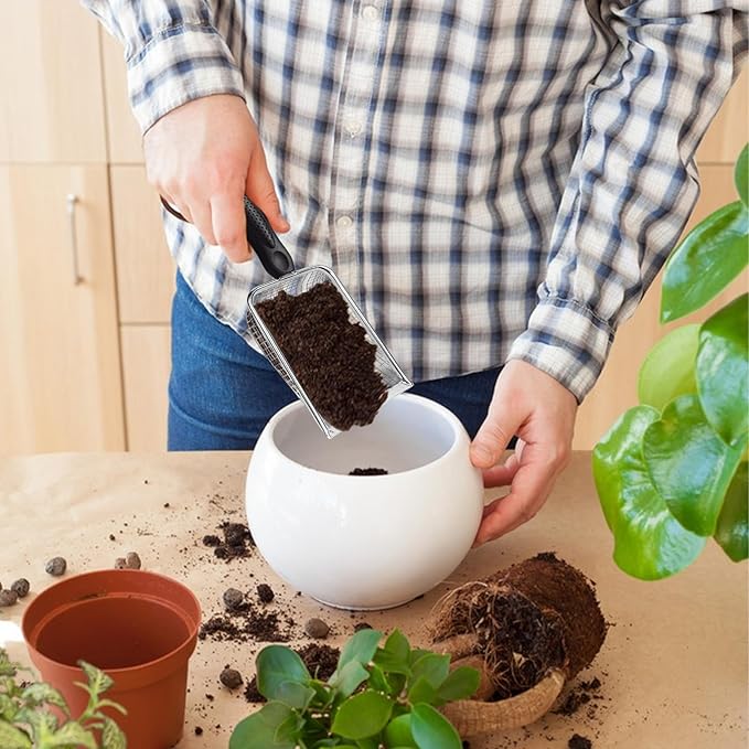 2 PCS Gardening Soil Sifter 3.8 & 5mm Mesh Stainless Steel Compost Sieves with Handle Portable Scoop Shovels for Soil, Rocks, Sand, Dirt