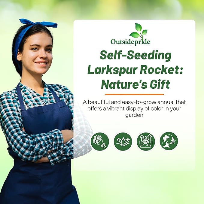 Outsidepride Mixed Rocket Larkspur Seeds for Planting Outdoors - 1/4 Lb. Annual, Self-Seeding, Heat & Drought Tolerant Wildflower Seeds for Cut Flower Arrangements & Pollinator Gardens