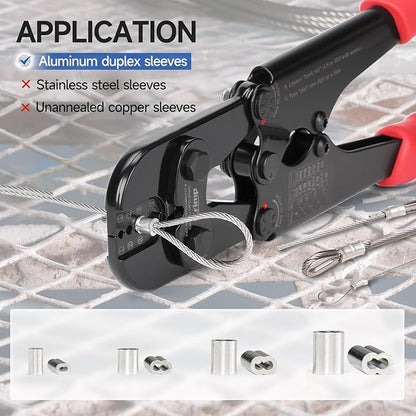 iCrimp Wire Rope Crimping Tool, Wire Cutter, for Aluminum Oval Sleeves,Stop Sleeves,Crimp Ferrules,Crimping Loop Sleeve from 3/64-inch to 1/8-inch