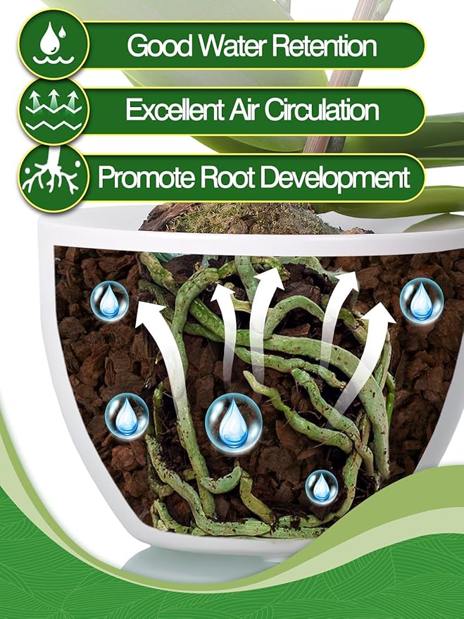 4qt New Zealand Orchid Bark, 1/2-3/4in Sun-Dried Medium Organic Pine Wood Chip Potting Barks, Orchids Mix Plant Compost Mulch for Promoting Root Development