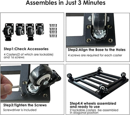18" Square Plant Stand with Wheels Heavy Duty,Large Metal Plant Caddy Indoor Outdoor Use,Rolling Plant Dolly with Industrial Casters,Rust-Proof Black Plant Tray for Large Planters Pots,2-Pack