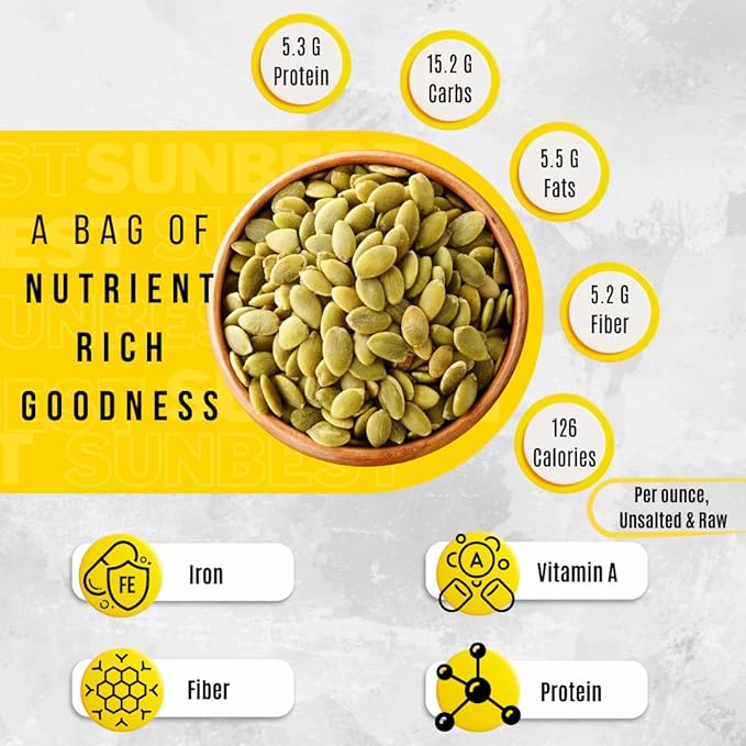 Sunbest Natural Raw Pumpkin Seeds, 2 lbs – Salted & Shelled – Whole Pepitas, Roasted – Ready to Eat, Non-GMO, Vegan, Kosher – Nutritious Snack for On-the-Go & Recipes