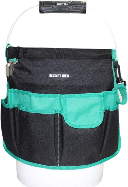 MELOTOUGH Bucket Caddy Organizer Bucket Tool Organizer for Garden Tools Fit 3.5 to 5 Gallon Bucket (Green)