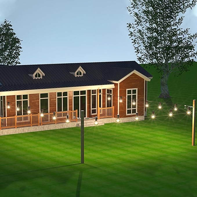 BLIKA String Light Hanging Kits, 250FT Coated Stainless Steel 304 Wire Rope, Outdoor Light Guide Wire, Globe String Light Suspension Kit Included Turnbuckles, Enough Accessories, Use Manual