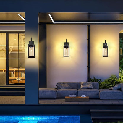 19" Large Outdoor Wall Lights for House, Black Outside Modern Wall Lantern Light Fixture, Outdoor Lights for House Waterproof Industrial Porch Light Wall Mount Sconce Exterior