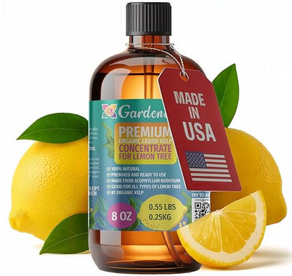 GARDENERA Premium Organic Seaweed & Kelp Superfood for Lemon Plants - 8 oz - Liquid Kelp Fertilizer Concentrate (Makes 45 Gallons)