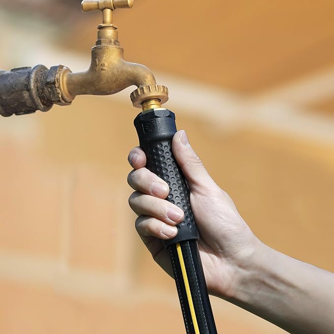 Solution4Patio Short Leader Garden Hose 5/8 in. x 10 ft. -Kink Free, No Leaking, Male/Female Fittings -Heavy Duty Durable Flexible Lightweight Water Pipe -Brass Aluminum Ends for Household & Yard Use