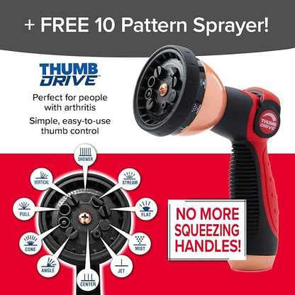 Pocket Hose Copper Head w/New Pocket Pivot Expandable Garden Hose 100FT, AS SEEN ON TV, Swivels 360°, Advanced Tri-Tex Tubing & Force Field Jacket, 3X Stronger, Lead-Free, No-Kink, Anti-Burst w/APT