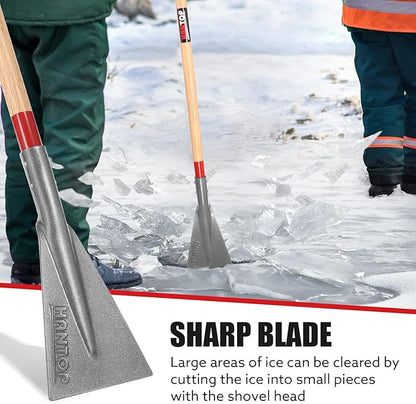 Ice Scraper Snow Ice Chopper Long Wooden Handle Ice Shovel for Driveway Sidewalk Outdoor Road,57.5 inches