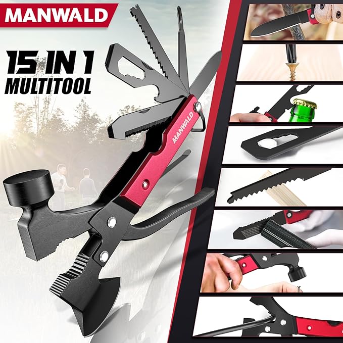 15 in 1 Multitool Axe Hatchet, Christmas Stocking Stuffers for Men Adults, Camping Accessories Survival Gear, Multi Tool for Camping Hiking Survival, Cool Gadgets Gifts for Men,Husband, Boyfriends
