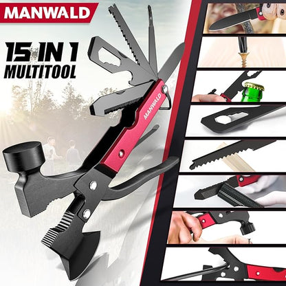 15 in 1 Multitool Axe Hatchet, Christmas Stocking Stuffers for Men Adults, Camping Accessories Survival Gear, Multi Tool for Camping Hiking Survival, Cool Gadgets Gifts for Men,Husband, Boyfriends