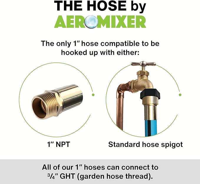 Aeromixer THE HOSE - 1 Inch Garden Hose 25 Ft, Kinkless Commercial Garden Hoses, Heavy Duty Industrial Water Hoses for Outdoors, 650 PSI High-Pressure Watering Tool for Farming and Gardening
