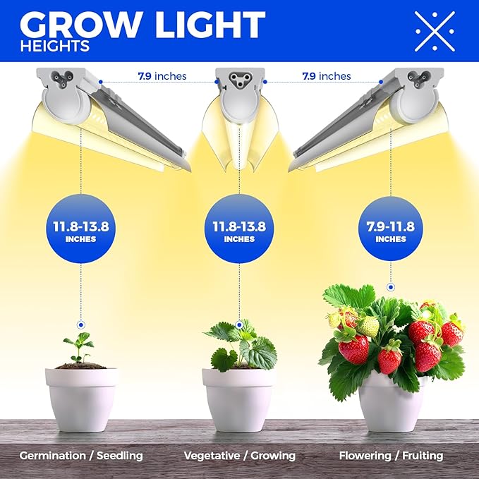 Barrina T8 Plant Light, 144W(6 x 24W), 800W Equivalent, 2FT Super Bright, Full Spectrum, led Grow Light, Integrated Growing Lamp Fixture, for Indoor Plants, 6-Pack