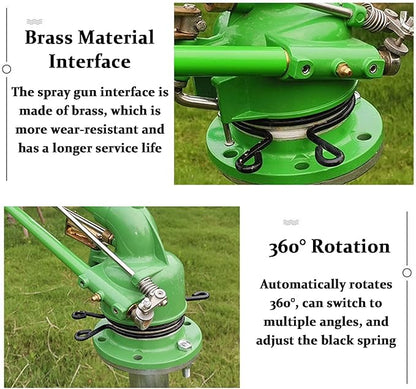 Farm Irrigation Sprinklers, 2" Impact Sprinkler with Pressure Gauge, 360° Large-Area Watering Spray, Flange Connection, for Farmland, Farm Irrigation, Industrial Dust Removal