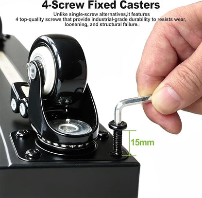 18" Square Plant Stand with Wheels Heavy Duty,Large Metal Plant Caddy Indoor Outdoor Use,Rolling Plant Dolly with Industrial Casters,Rust-Proof Black Plant Tray for Large Planters Pots,2-Pack