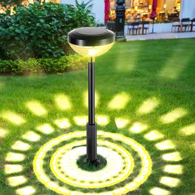 BESPORTBLE Solar Garden Stake Lights Outdoor Decorative Solar Pathway Lamps for Yard Patio Waterdrop Projection and Steady Breathing Mode