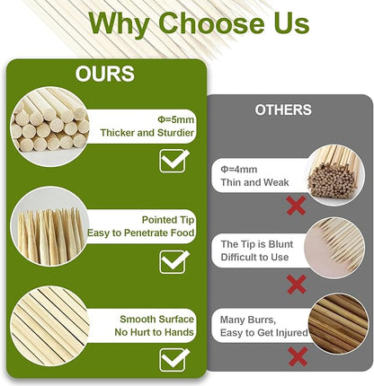 Bamboo Smores Sticks (50 Pcs), 17.5" Marshmallow Roasting Sticks for Fire Pit, 5mm Heavy Duty Wooden Skewers for Smore Hot Dog Barbecue Thick Sticks for Campfire Grilling Camping Bonfire