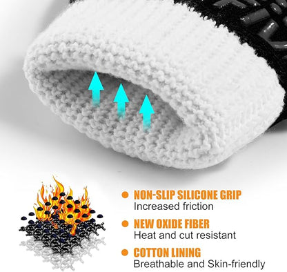 BBQ Gloves, Oven Gloves, 1472°F Extreme Heat Resistant Barbecue Gloves, Silicone Non-Slip Oven Mitts, Kitchen Gloves for Cooking, Grilling, and Baking (Black)