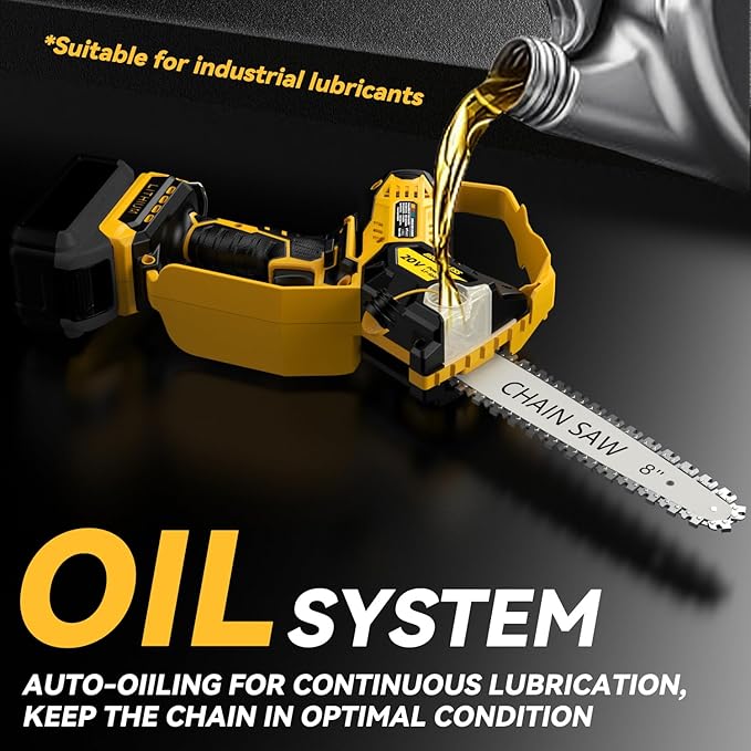 Mini Chainsaw for Dewalt 20V Max Battery, 8-Inch and 6-Inch 2-IN-1 Cordless Electric Chain saw with Brushless Motor and Auto-Oiler, 800W Hand Mini Chainsaw for Tree Pruning Wood Cutting(No Battery)