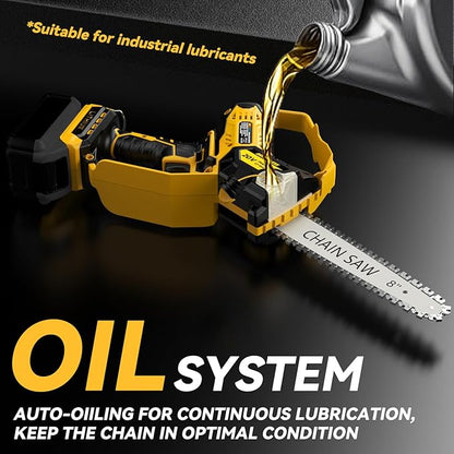 Mini Chainsaw for Dewalt 20V Max Battery, 8-Inch and 6-Inch 2-IN-1 Cordless Electric Chain saw with Brushless Motor and Auto-Oiler, 800W Hand Mini Chainsaw for Tree Pruning Wood Cutting(No Battery)