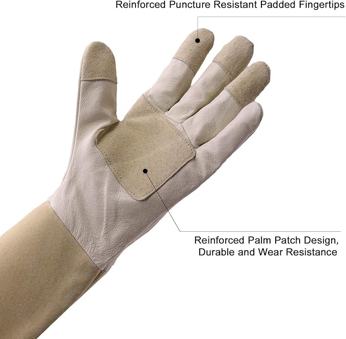 HLDD HANDLANDY Long Gardening Gloves, Leather Thorn Proof Rose Pruning Glove for Men & Women, Great Gift for Gardener